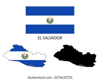 el salvador flag and map illustration vector 