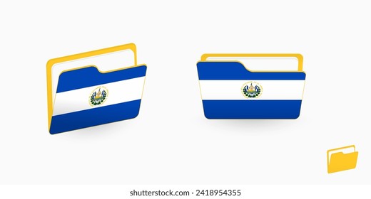 El Salvador flag on two type of folder icon. Vector illustration.