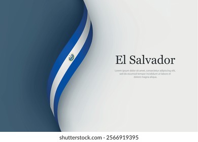 El Salvador flag on Waving ribbon. Template for independence day