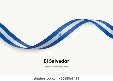 El Salvador flag on Waving ribbon. Template for independence day