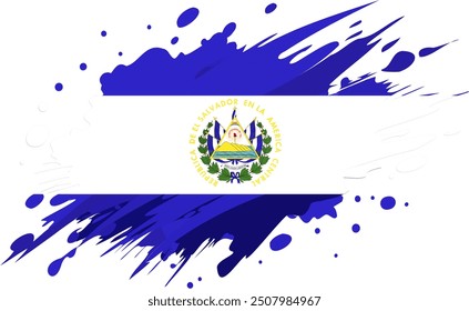 el salvador flag painted with Grunge brush stroke, watercolor flag style.