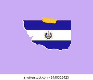 El Salvador flag paper texture, single-piece element, vector design, El Salvador flag taped on wall, decoration or celebration idea