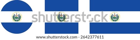 
El Salvador flag PNG vector. El Salvador square and round icon isolated on transparent PNG background. El Salvador flag icon.