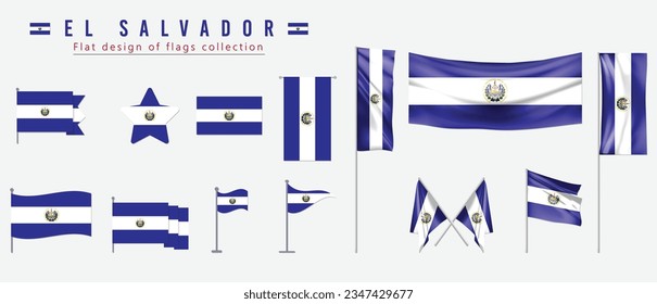 Bandera de El Salvador, colección de banderas de diseño plano