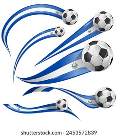 El salvador flag set with soccer ball set icon. vector illustration