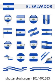 El salvador Flag Set - Vector Illustration