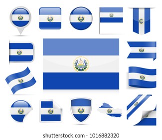 El Salvador Flag Set Vector Collection Stock Vector (Royalty Free ...