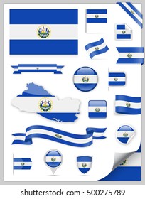 Juego de banderas de El Salvador - Colección de vectores