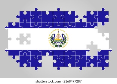 El Salvador flag shape of jigsaw puzzle vector, puzzle map, El Salvador flag for children and classroom, country logo asset, solve problem concept, flat design