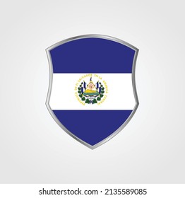 El Salvador Flag with Shield Frame. National Flag