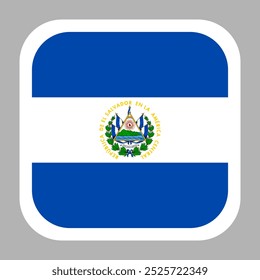 El Salvador flag square flat vector with rounded corners and white border, vector illustration