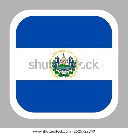 El Salvador flag square flat vector with rounded corners and white border, vector illustration