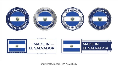 EL Salvador Flag Stamp. Made in Stamp Isolated in White Background. Symbol, Vector, Icon, Illustration.