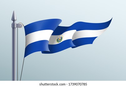 El Salvador flag state symbol isolated on background national banner. Greeting card National Independence Day of the Republic of El Salvador. Illustration banner with realistic state flag.