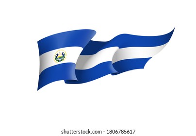 El Salvador flag state symbol isolated on background national banner. Greeting card National Independence Day of the Republic of El Salvador. Illustration banner with realistic state flag.