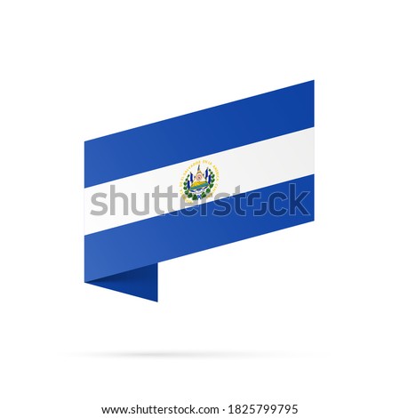 El Salvador flag state symbol isolated on background national banner. Greeting card National Independence Day of the Republic of El Salvador. Illustration banner with realistic state flag.