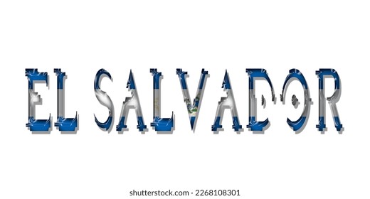 EL SALVADOR flag text font, symbol background, flag ribbon typography lettering logo label banner, 3D colorful background, vector illustration