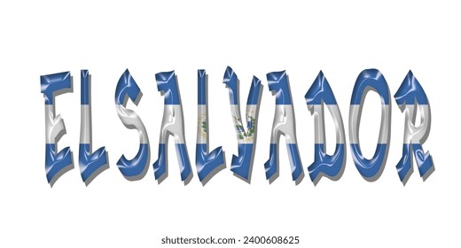 EL SALVADOR  flag text font, 3D EL SALVADOR  flag colorful background, EL SALVADOR flag vector illustration