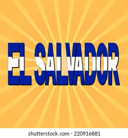 El Salvador flag text with sunburst vector illustration
