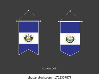 El Salvador flag in various shape, Soccer Flag Pennant Vector ,Vector illustration.