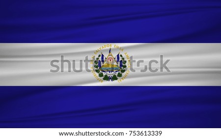 el salvador flag vector. Vector flag of el salvador blowig in the wind. EPS 10.