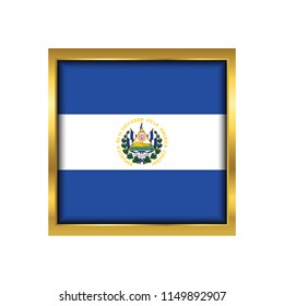 El Salvador Flag Vector Square Icon - Illustration, Flag of El Salvador. Abstract concept, icon,golden square, button. Raster illustration on white background.