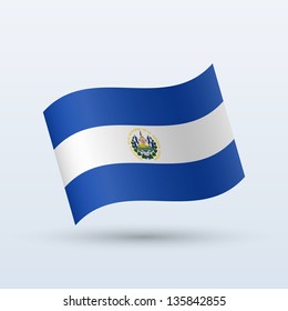 El Salvador flag waving form on gray background. Vector illustration.