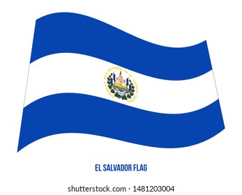 El Salvador Flag Waving Vector Illustration on White Background. El Salvador National Flag.