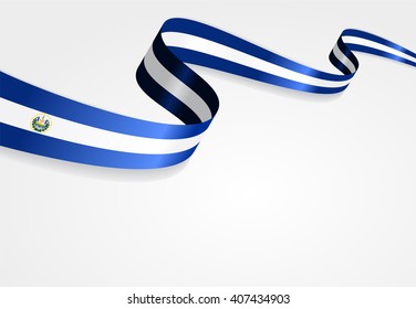 Bandera de El Salvador ondeando fondo abstracto. Ilustración vectorial.