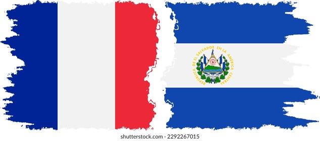 El Salvador and France grunge flags connection, vector