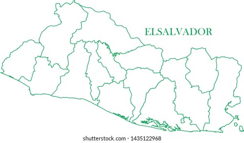 El Salvador green line map vector