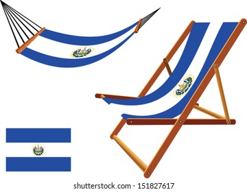 el salvador hammock and deck chair set against white background, abstract vector art illustration