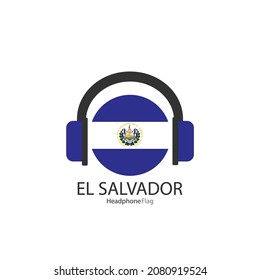 El Salvador headphone flag vector on white background. 