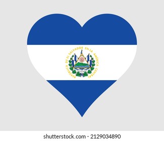 El Salvador Heart Flag. Salvadoran, Salvadorian, Salvadorean, Guanaco Love Shape Country Nation National Flag. Republic of El Salvador Banner Icon Sign Symbol. EPS Vector Illustration.