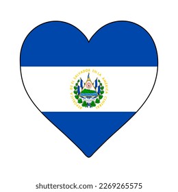 El Salvador Heart Shape Flag. Love El Salvador. Visit El Salvador. Central America. Latin America. Vector Illustration Graphic Design.