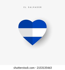 El Salvador heart shaped flag. Origami paper cut Salvadoran national banner. 3D vector illustration isolated on white with soft shadow.