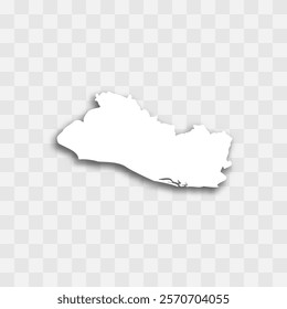 El Salvador high detailed vector representation of country silhouette. White color on transparent background with dropped shadow. For educational, decorative, or informational use.