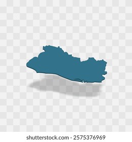 El Salvador high detailed vector representation of country silhouette. 3D map on transparent background with dropped shadow. For educational, decorative, or informational use.