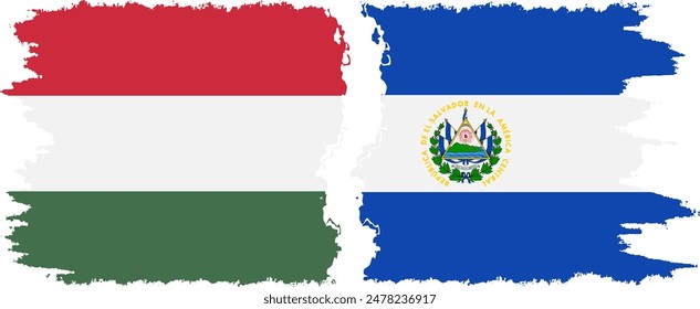 El Salvador and Hungary grunge flags connection, vector