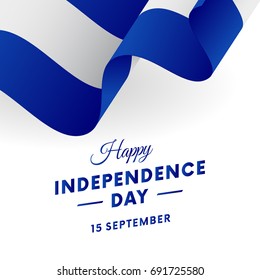 El Salvador Independence Day. 15 September. Waving flag. Vector illustration.