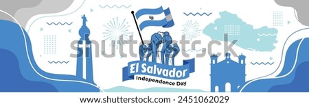 El Salvador Independence Day Banner National holiday celebrated on September 15. Vector template for banner, greeting card, flyer, etc.

