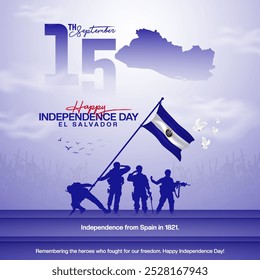 El Salvador Independence Day creative social media post free template