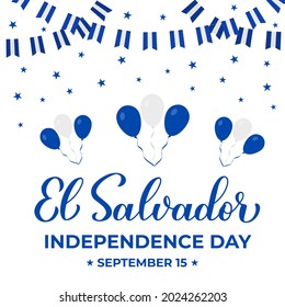 El Salvador Independence Day Typografie-Poster. Nationalfeiertag gefeiert am 15. September. Vektorvorlage für Banner, Grußkarten, Flyer usw.