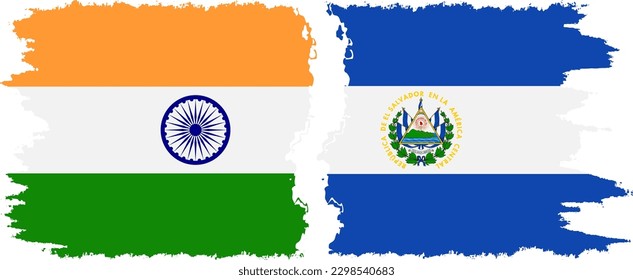 El Salvador and India grunge flags connection, vector