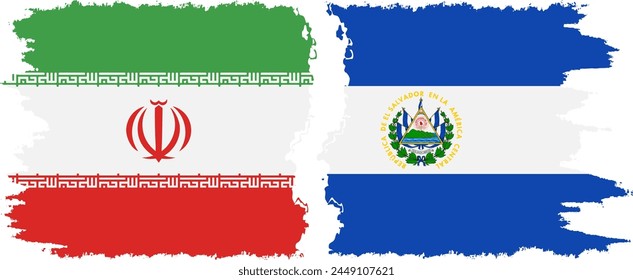 El Salvador and Iran grunge flags connection, vector