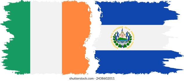 El Salvador and Ireland grunge flags connection, vector