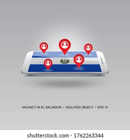 EL SALVADOR job search icon on national flag. 3d image of telephone. Design for banners, posters, sites, advertising. Vector illustration. 