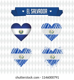 El Salvador with love. Design vector broken heart with flag inside.