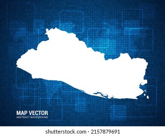 El Salvador map with abstract blue background technology pixel board texture.