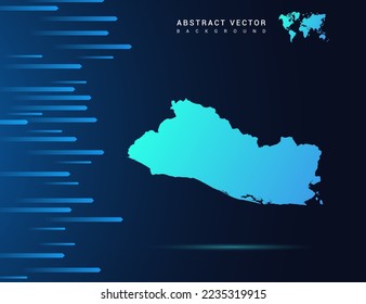 El Salvador map with abstract blue background technology.